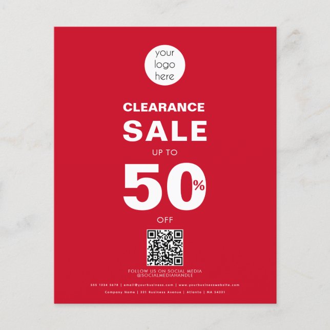 Red Clearance Sale Shop Einzelhandelslogo Flyer (Vorne)
