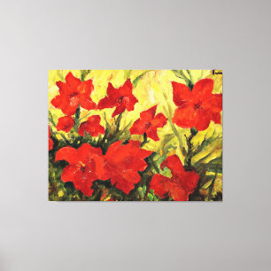 Red Clematis, kühne Rot-Blumen-Malerei Leinwanddruck