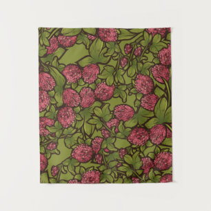 Red Clover Blume Spring Pattern Wandteppich