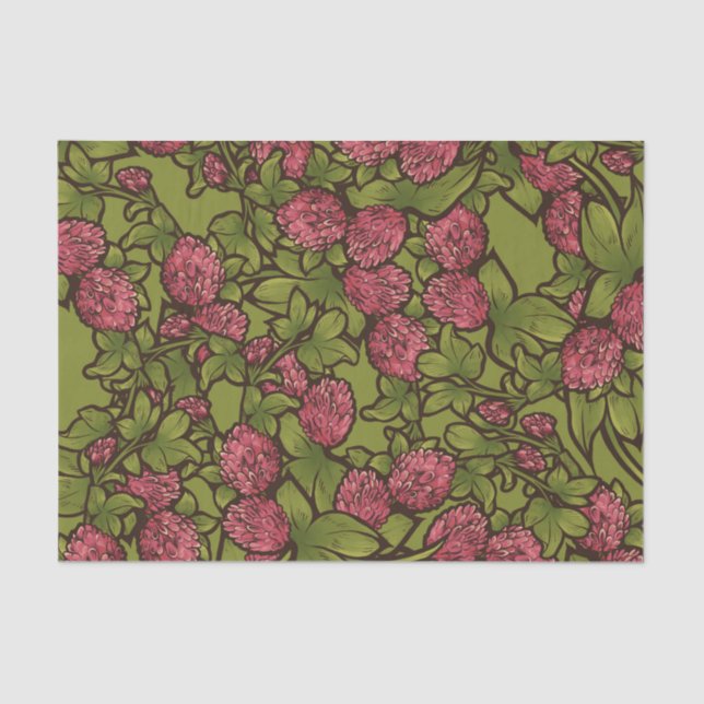 Red Clover Garden Pattern Seidenpapier (Vorderseite)