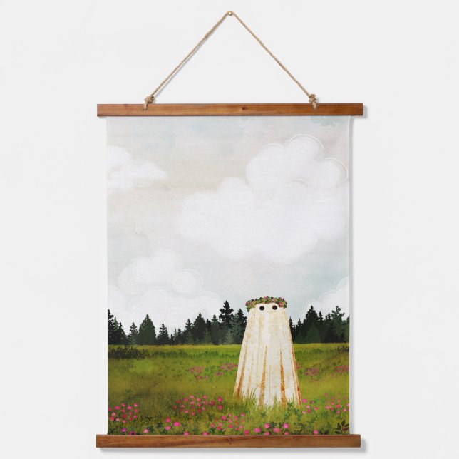 Red Clover Ghost Wandteppich Mit Holzrahmen (Vorderseite)