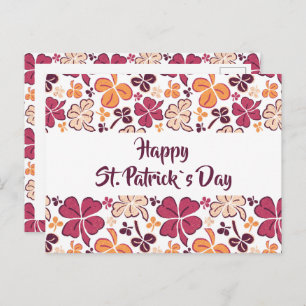 Red Clover Kleeblatt Pattern St Patrick`s Day Postkarte