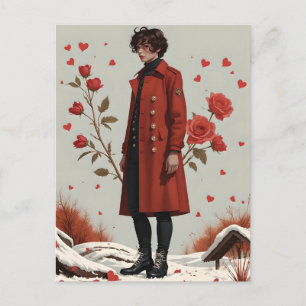 Red Coat im Schneewald Feiertagspostkarte