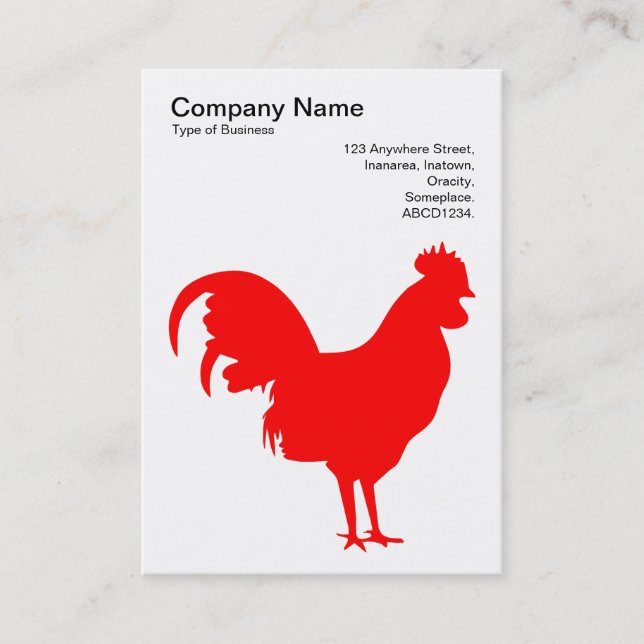 Red Cockerel - Schwarz auf Weiß Visitenkarte (Vorderseite)