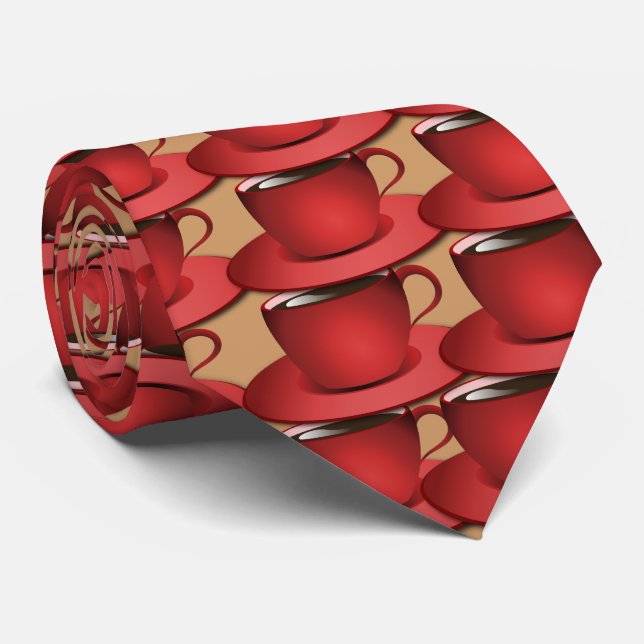 Red Coffee Cup Café Neck Tie Krawatte (Gerollt)