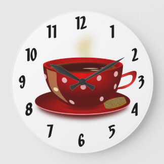 Red Coffee Cup Kitchlock Große Wanduhr