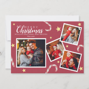 Red Collage Custom Foto Weihnachten feiern Karte