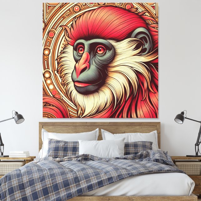 RED COLOBUS MONKEY FRAME ART LEINWANDDRUCK (Insitu (Schlafzimmer))
