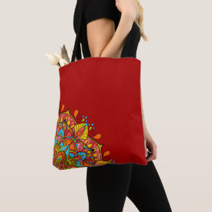Red Colorful Mandala Shoulder Tasche