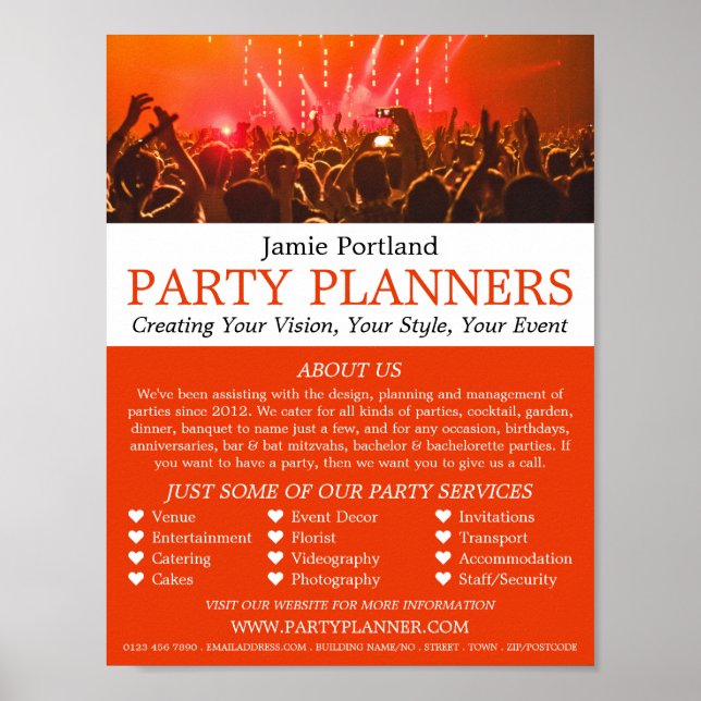 Red Concert Crowd, Party Event Planner Werbung Poster (Vorne)