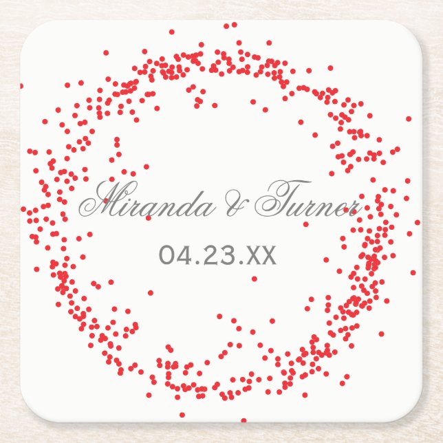 Red Confetti - Custom Coaster Rechteckiger Pappuntersetzer (Vorderseite)