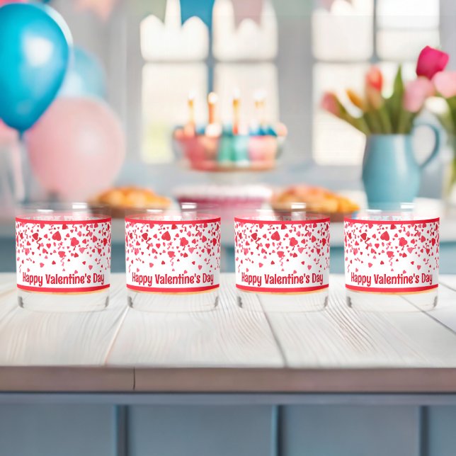 Red Confetti Hearts Personalisiert Valentine Whiskyglas (Insitu (Baby Party))