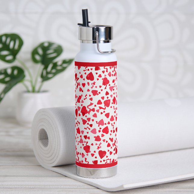 Red Confetti Hearts Trinkflasche (Yoga)