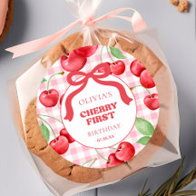 Red Coquette Bow Cherry First Birthday Party