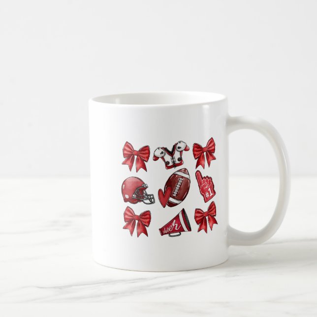 Red Coquette Bow Football Game Day Girls Kind Kaffeetasse (Rechts)