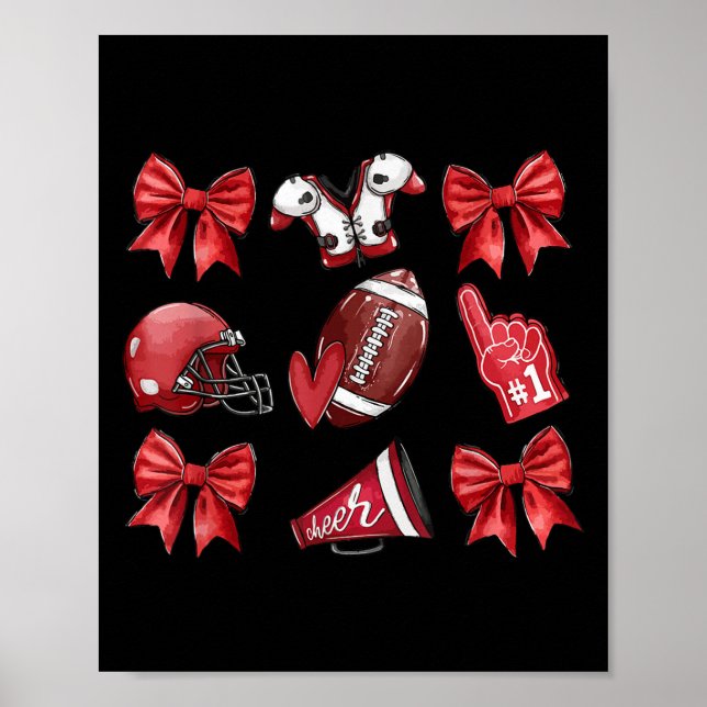 Red Coquette Bow Football Game Day Girls Kind Poster (Vorne)