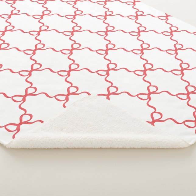 Red  Coquette Bow Trellis Christmas Sherpadecke (3/4)