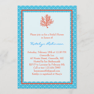 Red Coral Bridal Dusche Einladung