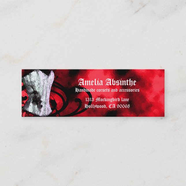 Red Corset Goth Business Card Mini Visitenkarte (Vorderseite)