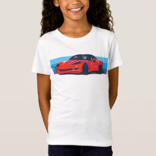 Red Corvette C6 mit Blue Stripes T-Shirt