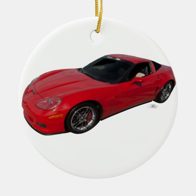 Red Corvette Keramik Ornament (Vorne)