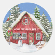 Red Country House Schnee Weihnachtszene Name