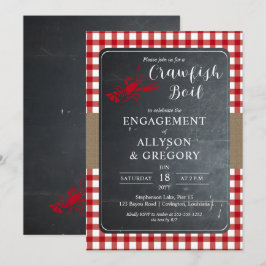 Red Country Karos Crawfish Boil Engagement Party Einladung