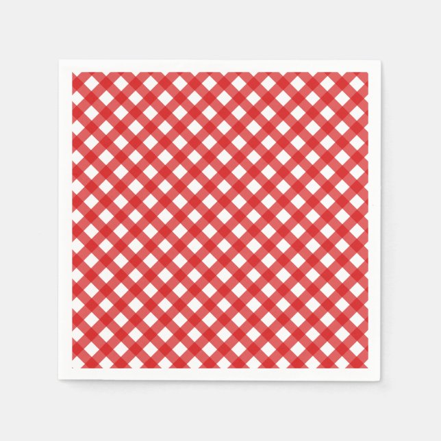Red Country Style Gingham Pattern Serviette (Vorderseite)