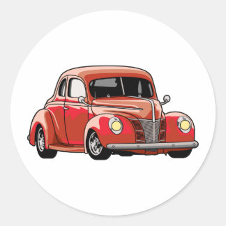 Red Coupe Frisierte Auto Runder Aufkleber
