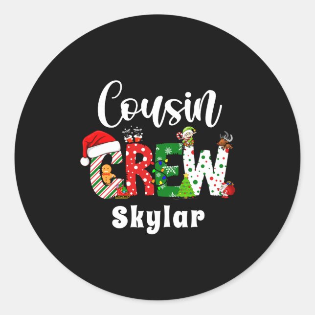Red Cousin Crew Christmas Retro  Runder Aufkleber (Vorderseite)
