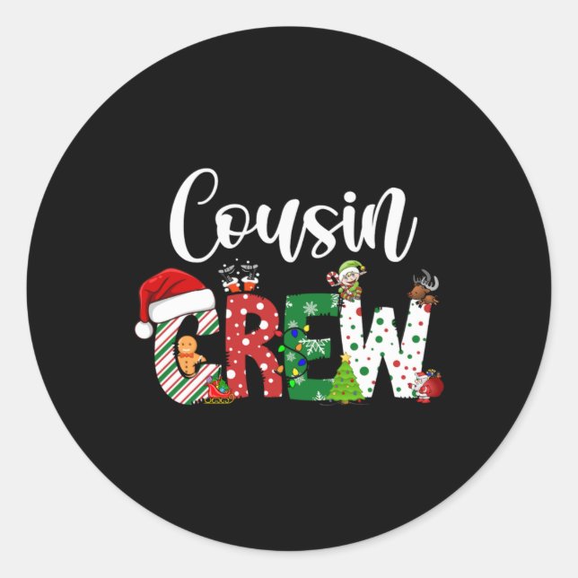 Red Cousin Crew Christmas Retro  Runder Aufkleber (Vorderseite)