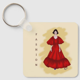 Red Couture Shape with Soft Yellow Atmosphere Schlüsselanhänger