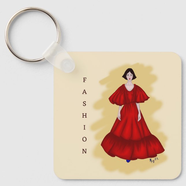 Red Couture Shape with Soft Yellow Atmosphere Schlüsselanhänger (Vorderseite)