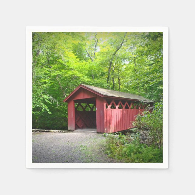 Red Covered Bridge Paper Napkin Serviette (Vorderseite)