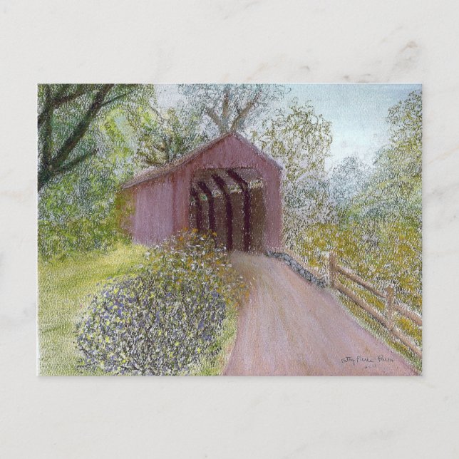 Red Covered Bridge Postkarte (Vorderseite)
