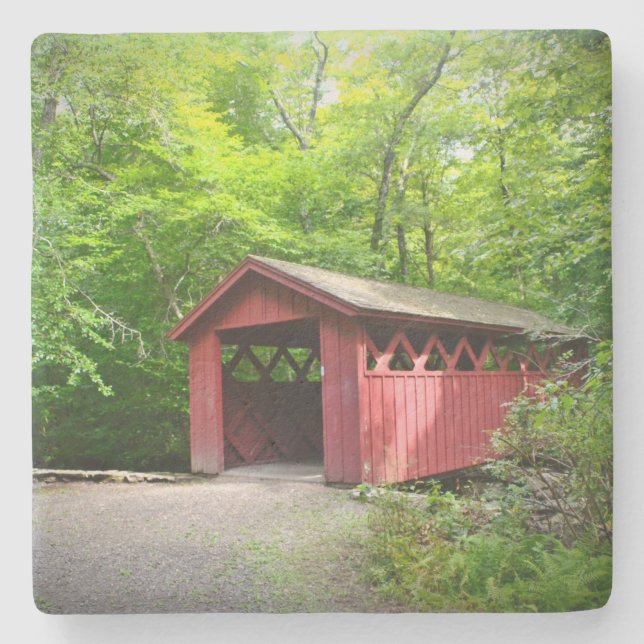 Red Covered Bridge Steinuntersetzer (Vorderseite)
