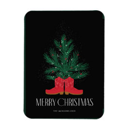 Red Cowboy Boots und Spruce Frohe Weihnachten Magnet