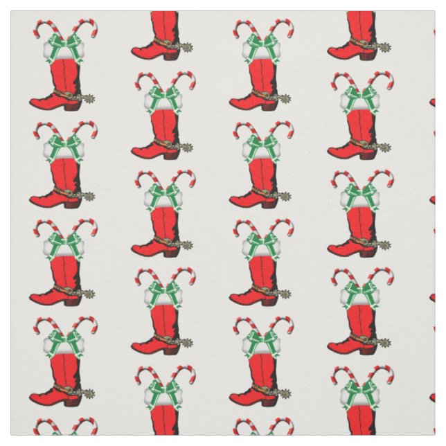 Red Cowboy Stiefel und Candy Canes Holiday Stoff (Muster)