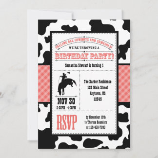 Red Cowhide Cowboy Einladung zum Geburtstag