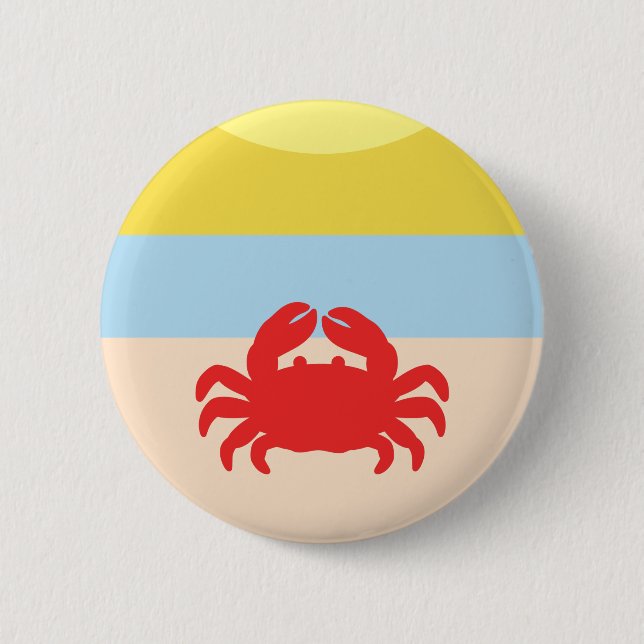 Red Crab am sonnigen Strand Button (Vorderseite)