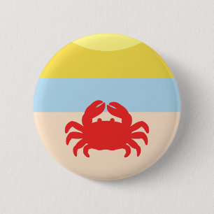 Red Crab am sonnigen Strand Button