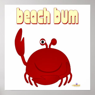 Red Crab Beach Bum lächeln Poster
