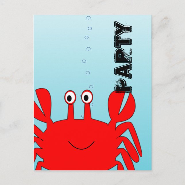 Red Crab Beach Party Einladungen (Vorderseite)