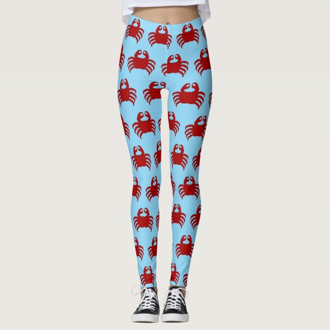 Red Crab Design Sie wählen Hintergrundfarbe Leggings (Vorderseite)