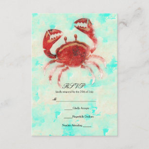 Red Crab Elegant Beach Verlobung Wedding RSVP Einladung