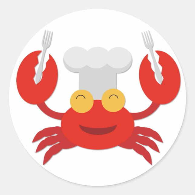 Red Crab mit Koch Hat Runder Aufkleber (Vorderseite)