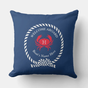 Red Crab Nautical Solid Navy Blue Boat Außenbereic Kissen