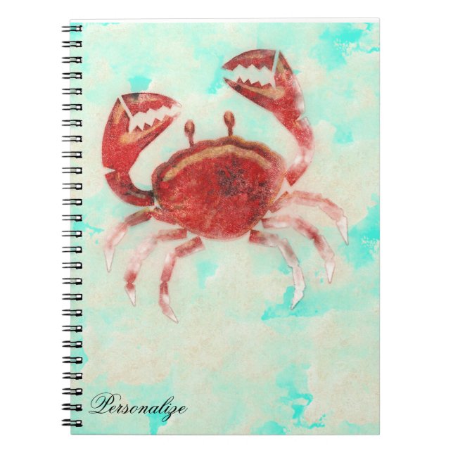 Red Crab Ocean Elegant Beach Custom Journal (Devant)