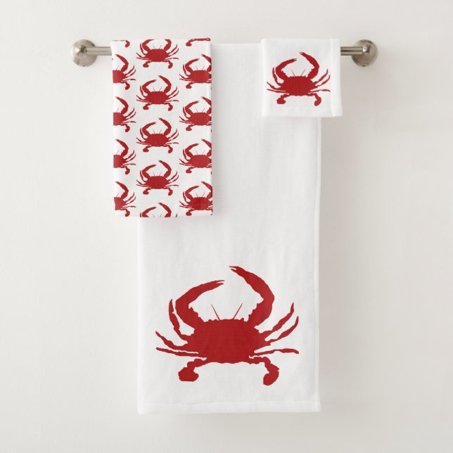 Red Crab Pattern Beach Badetuch Set (Insitu)