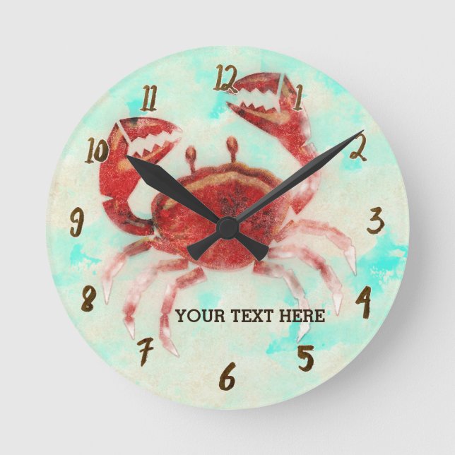 Red Crab Personalized Wall Clock Runde Wanduhr (Vorderseite)